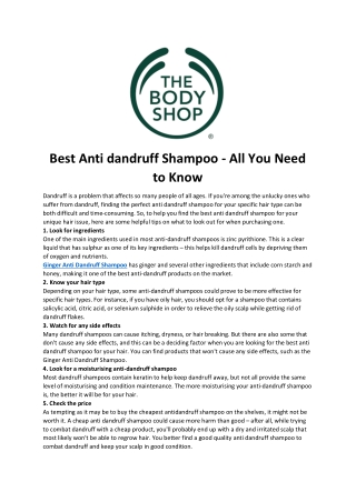 Best Anti dandruff Shampoo - All You Need to Know