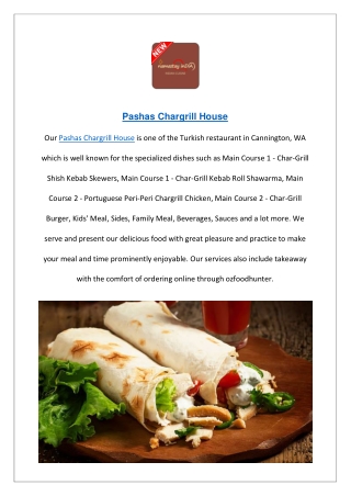 $5 Off - Pashas Chargrill House Turkish Restaurant Cannington, WA