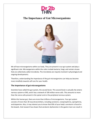 Dr2bThin - The Importance of Gut Microorganisms