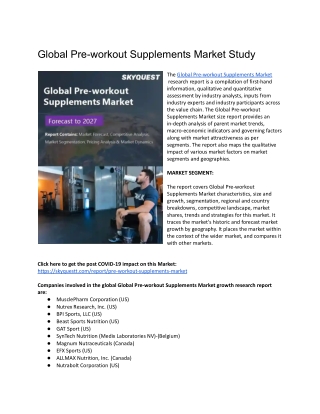 Global Pre-workout Supplements Market Study