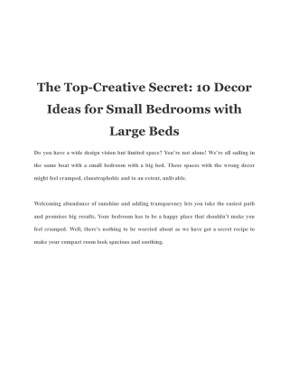 The Top-Creative Secret: 10 Decor Ideas for Small Bedrooms with Large Beds