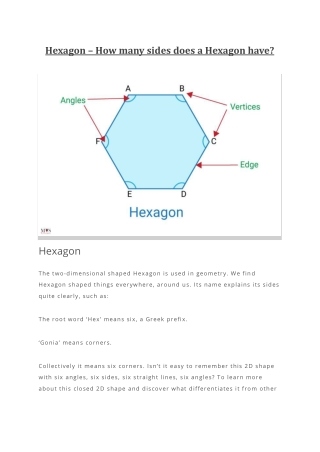 Hexagon  How many sides does a Hexagon have