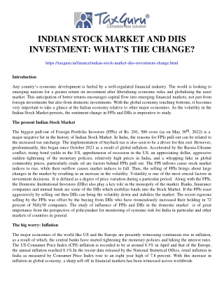 Indian Stock Market and DIIs Investment: What’s the change?