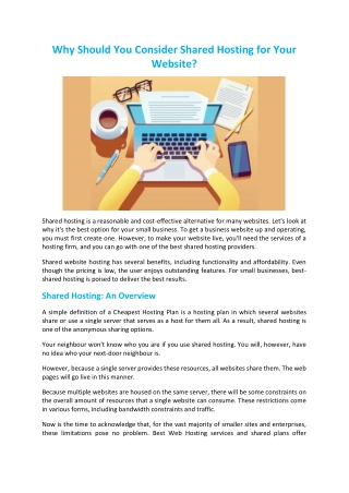 Why Should You Consider Shared Hosting for Your Website