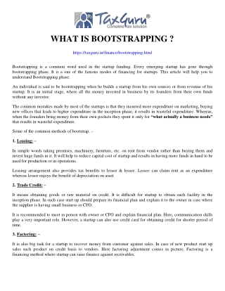 What is Bootstrapping ?