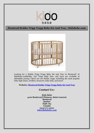 Montreal Stokke Tripp Trapp Baby Set And Tray | Kidobebe.com