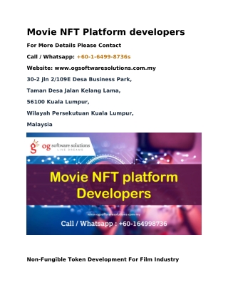 Movie NFT Platform developers