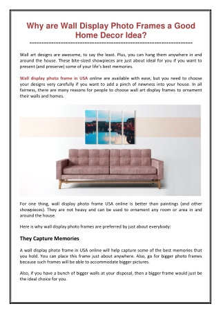 Why are Wall Display Photo Frames a Good Home Decor Idea?