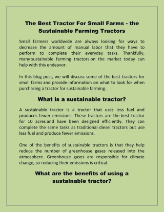 The Best Tractor For Small Farms