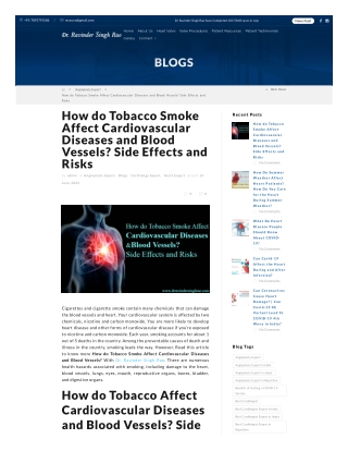 How do Tobacco Smoke Affect Cardiovascular Diseases and Blood Vessels