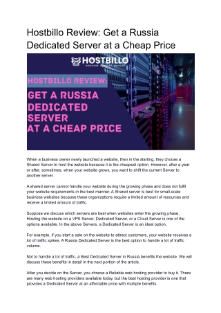 Hostbillo Review_ Get a Russia Dedicated Server at a Cheap Price