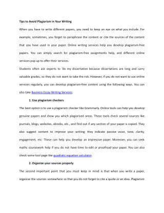 Tips to Avoid Plagiarism in Your Writing