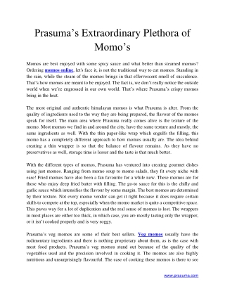 Prasuma’s Extraordinary Plethora of Momo’s