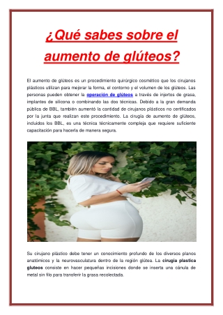 ¿Qué sabes sobre el aumento de glúteos