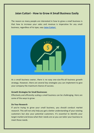 Jaian Cuttari - How to Grow A Small Business Easily