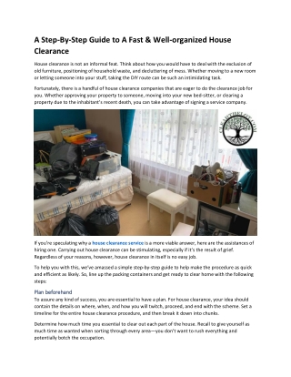 A Step-By-Step Guide to A Fast & Well-organized House Clearance