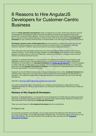 8 Reasons to Hire AngularJS Developers for Customer