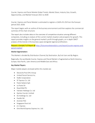 Courier, Express and Parcel Market Global Trends, Market Share, Industry Size