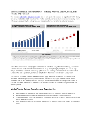 Mexico Automotive Actuators Market