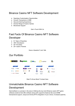 Binance Casino NFT Software