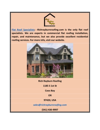 Flat Roof Specialists | Richrayburnroofing.com