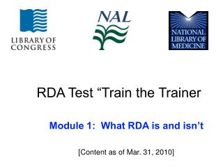 RDA Test “Train the Trainer
