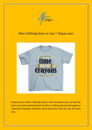 Men Clothing Store in Usa