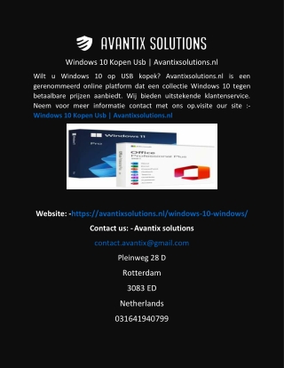 Windows 10 Kopen Usb Avantixsolutions.nl