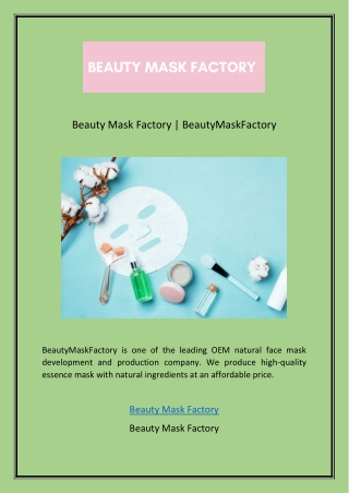 Beauty Mask Factory