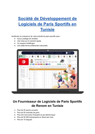 Société de Développement de Logiciels de Paris Sportifs en Tunisie