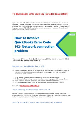 Fix QuickBooks Error Code 102 [Detailed Explanation]