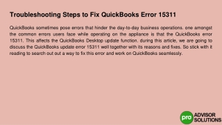 Quick Troubleshooting Steps to Fix QuickBooks Error 15311