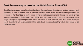 Let's see the Best Proven Way to Fix QuickBooks Error 6094