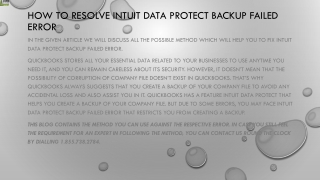 A complete guide to fix Intuit Data Protect Backup Failed error