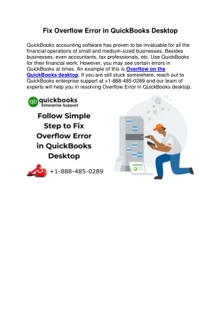 Fix Overflow Error in QuickBooks Desktop