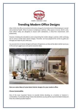 Trending Modern Office Designs