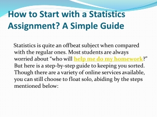 How to Start with a Statistics Assignment