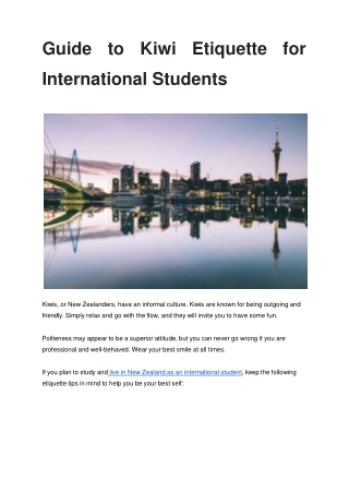 Guide to Kiwi Etiquette for International Students