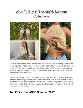 What To Buy In The ASOS Summer Collection - The Chic Pick