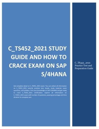 C_TS452_2021 Study Guide and How to Crack Exam on SAP S4HANA