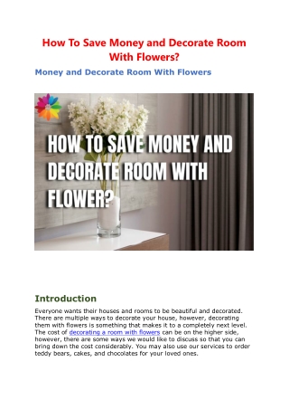 How To Save Money and Decorate Room With Flowers