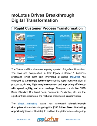 moLotus offers breakthrough digital transformation capabilities to Telcos