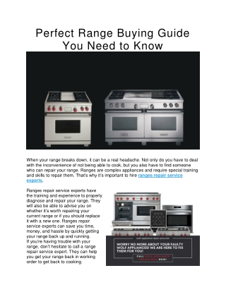 Perfect Range Buying Guide You Need to Know