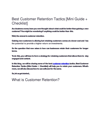 Best Customer Retention Tactics