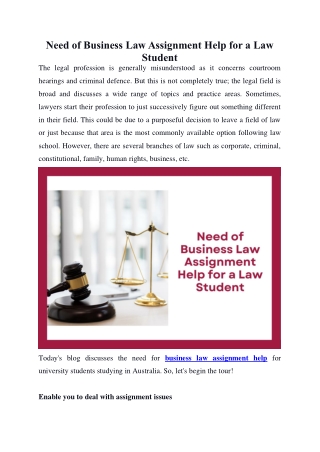 Need of Business Law Assignment Help for a Law Student