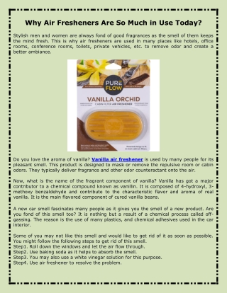 Why Air Fresheners Are So Much in Use Today?