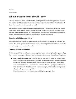 What Barcode Printer Should I Buy