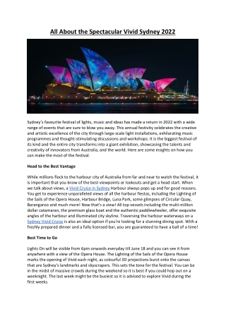 All About the Spectacular Vivid Sydney 2022