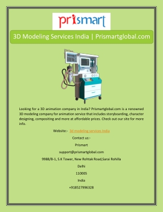 3D Modeling Services India | Prismartglobal.com
