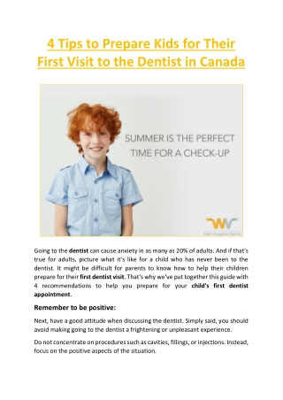4 Tips to Prepare Kids for Their First Visit to the Dentist in Canada